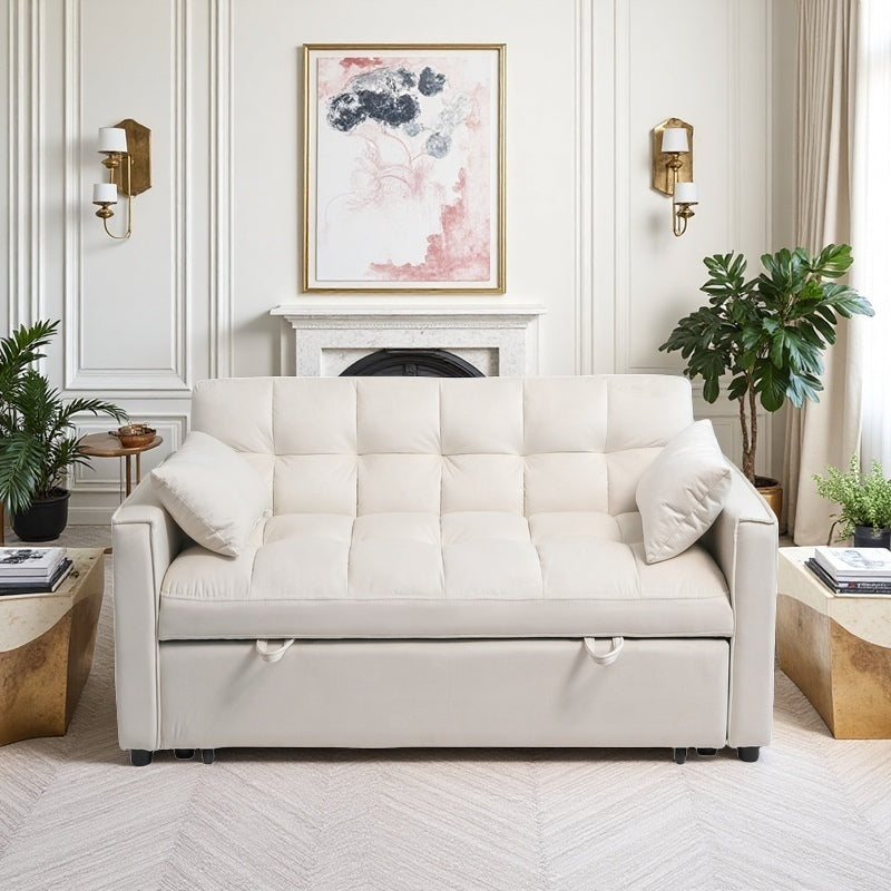 Sereno Velvet Lounge – Elegant 3-in-1 Sofa Bed with Adjustable Back & Storage