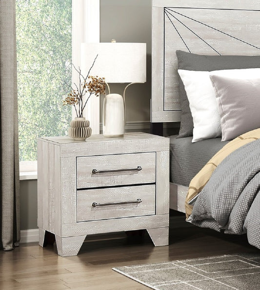 Stravelle Gray Oak Stand – Modern 2-Drawer Nightstand with Clean Lines