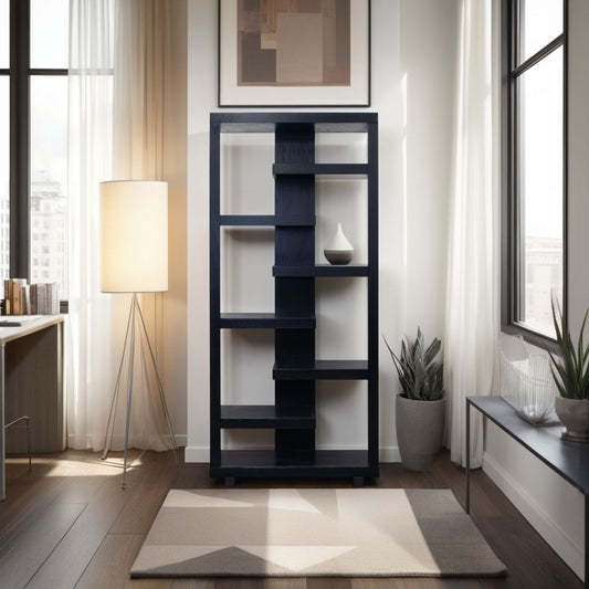 Canyonra Bookshelf – 80" Clove Finish Tall Shelf Unit (No Assembly)