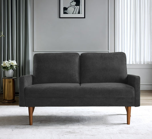 Monaco Noir Velvet Retreat – Elegant Black Loveseat Blending Vintage & Modern Appeal