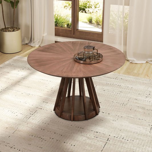 Vessa 47'' Round Pedestal Table – Compact Walnut Dining Table for 4