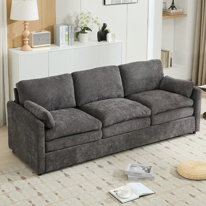 NestEdge ‘CloudNest” 3-Seater Sofa – Grey Upholstery | Double Plush Cushion Comfort