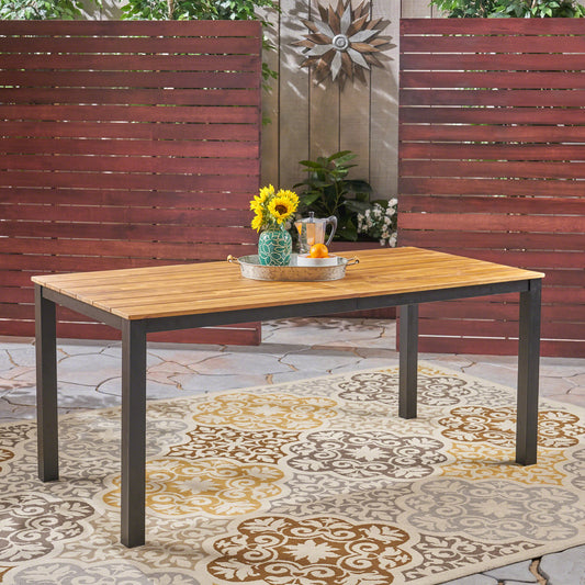 Farmora Acacia Dining Table – Rectangular Wood Table for Yard or Garden (71")