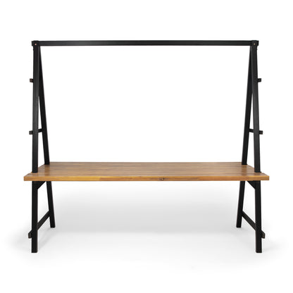 Huxley Dining Table – 88.5" Acacia Outdoor Table with Built-In Teak Plant Hanger
