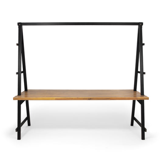 Huxley Dining Table – 88.5" Acacia Outdoor Table with Built-In Teak Plant Hanger