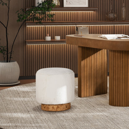 lomari Pouf – Snowfluff Fur, Naturin Base