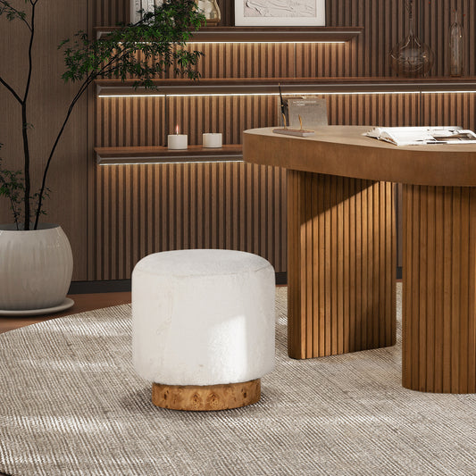 lomari Pouf – Snowfluff Fur, Naturin Base