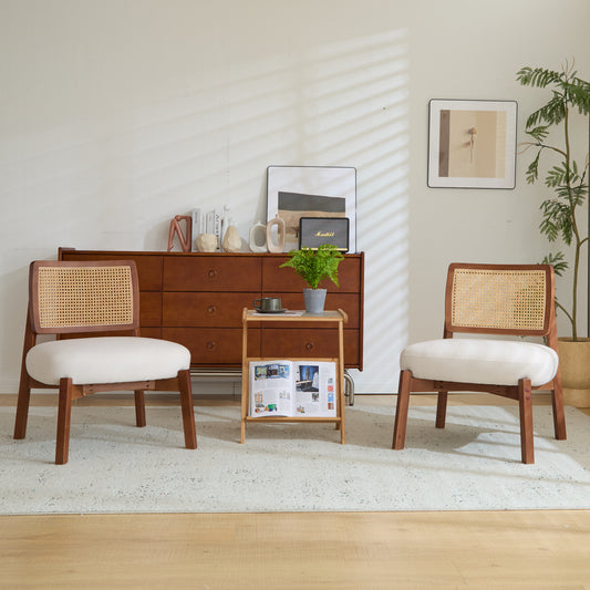 Luvoro Chairs (2pc) – Sandbraid Backrest, Woodform Base