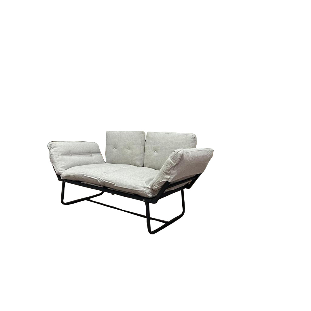 Convertible 2-Seater with Sleek Metal Frame Futon Loveseat