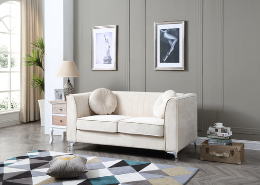 Elvarra™ Ivory Loveseat – Contemporary 2-Seater Sofa with Soft-Tone Elegance