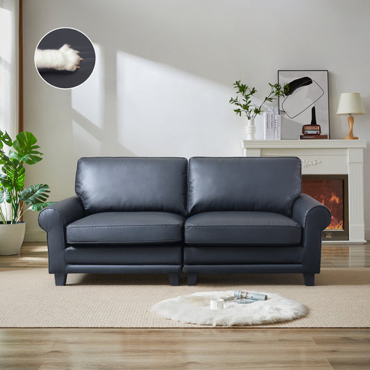 PawNest™ 75' Pet-Friendly Loveseat – Black Rolled Arm 2-Seater with Removable Cushions for Modern Small Spaces