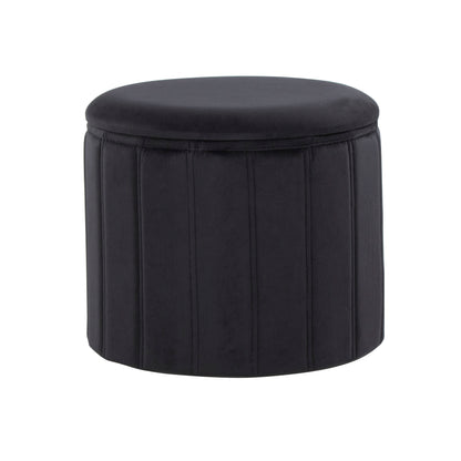 Lindsey Contemporary/Glam Folding Storage Ottoman in Black Velvet by LumiSource