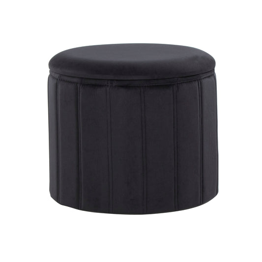 Lindsey Contemporary/Glam Folding Storage Ottoman in Black Velvet by LumiSource