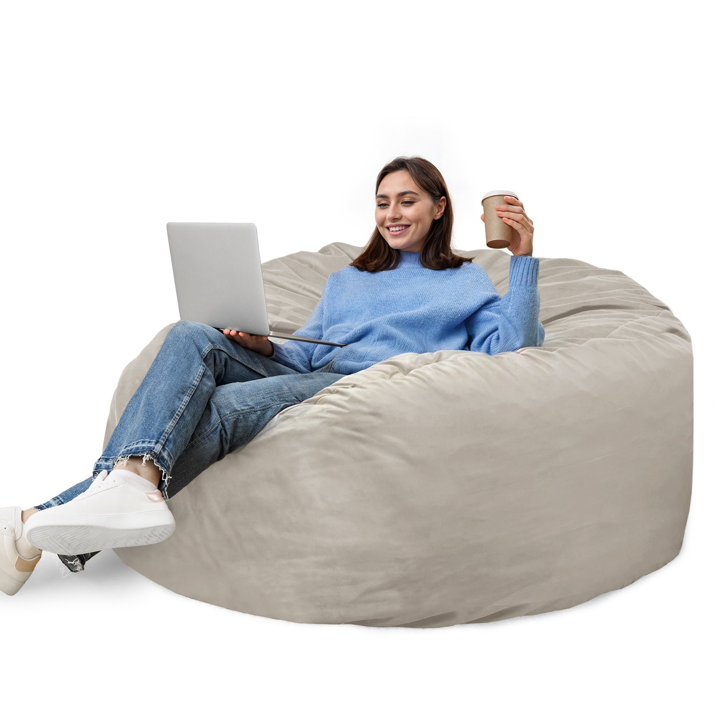 Tondo Bean Sofa – Oversized 4' Round Bean Chair with Washable Cover for All Ages