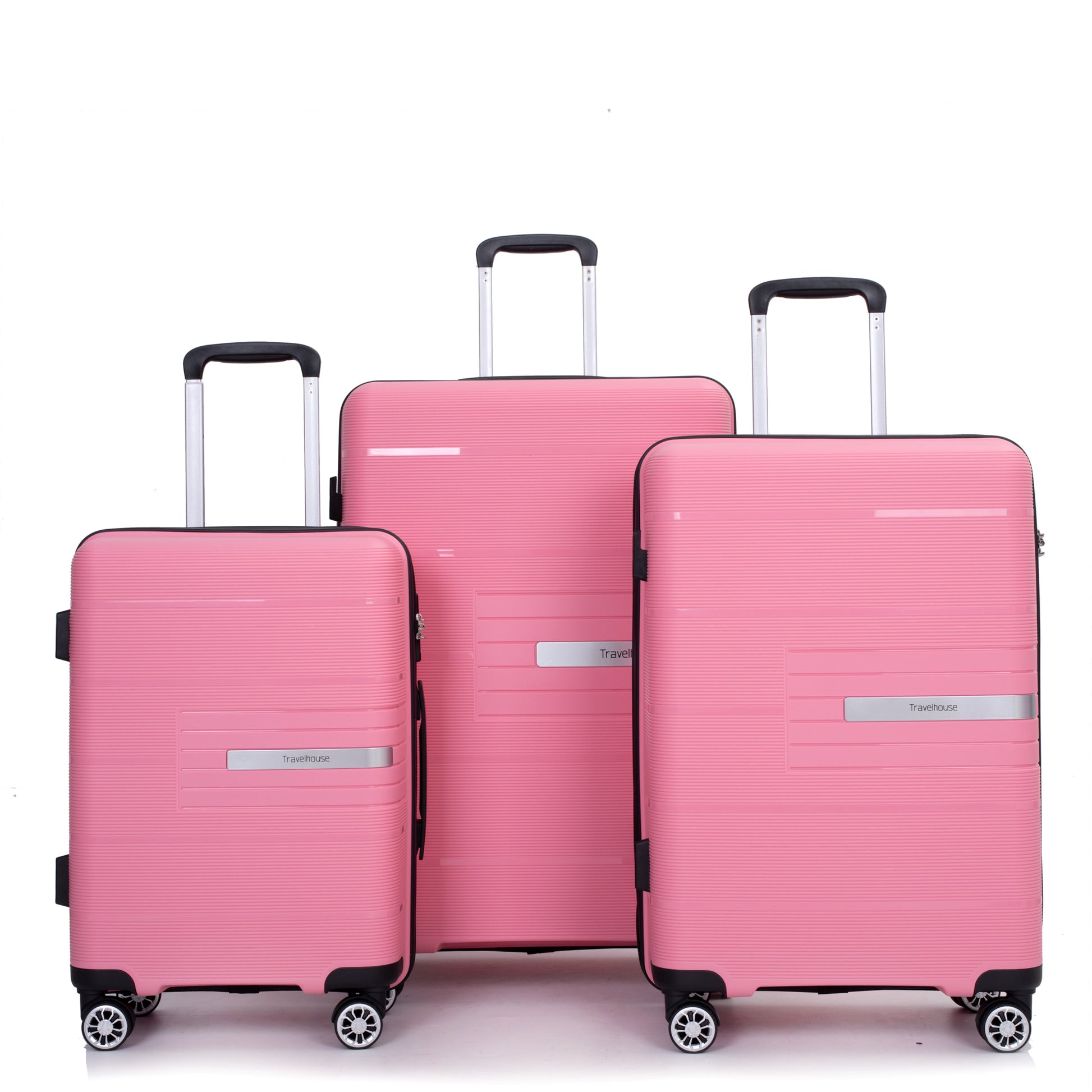 Jetera 3 - Piece PP Suitcase Set – Pink Polypropylene Hardshell with Double Spinner Wheels & TSA Lock - JUSTLIVE NESTJUSTLIVE NEST