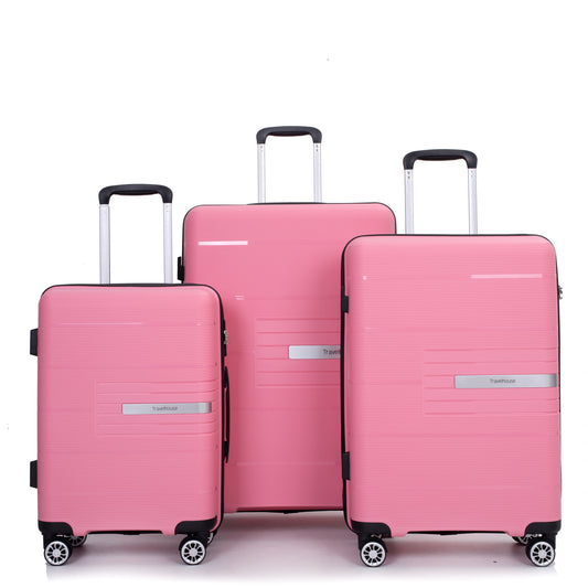 Jetera 3 - Piece PP Suitcase Set – Pink Polypropylene Hardshell with Double Spinner Wheels & TSA Lock - JUSTLIVE NESTJUSTLIVE NEST