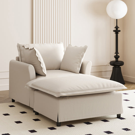 Oversized Lounge Sleeper – Plush Chenille Relax Chair with Movable Ottoman