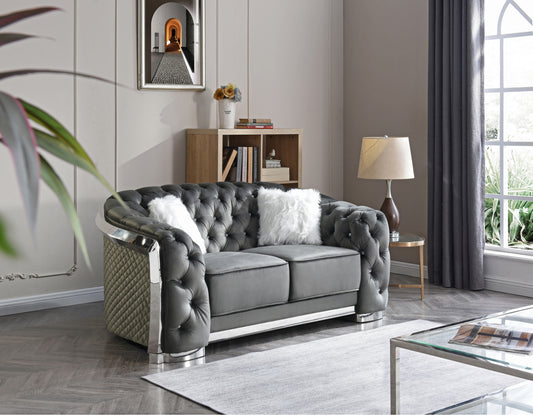 Arvia™ Gray Flared-Arm Loveseat – Chic 2-Seater Sofa for Contemporary Homes