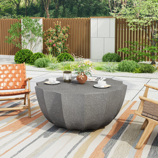 Solvia Cement Coffee Table – 35" Modern Patio Table in Weatherproof Grey MgO