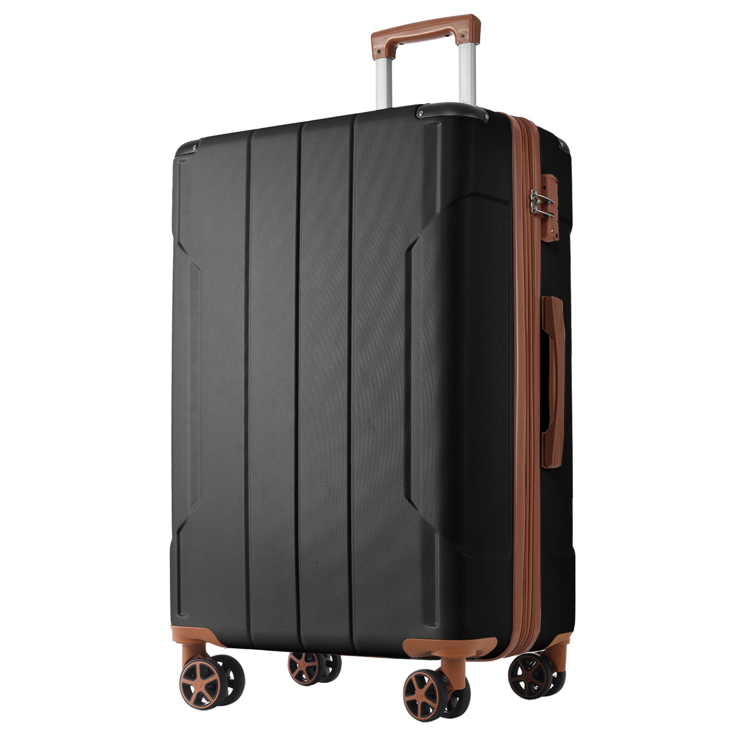 Jetera 2 - Piece ABS Luggage Set – Black & Brown Suitcases with Double Wheels, Expandable 28" and Carry - On 20" - JUSTLIVE NESTJUSTLIVE NEST