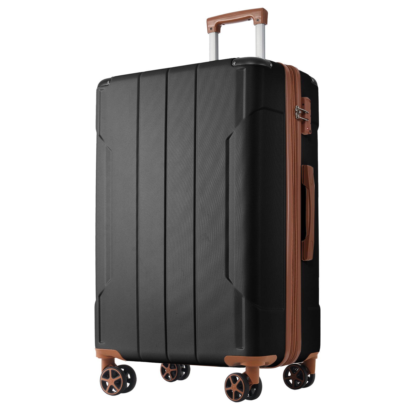 Jetera 2 - Piece ABS Luggage Set – Black & Brown Suitcases with Double Wheels, Expandable 28" and Carry - On 20" - JUSTLIVE NESTJUSTLIVE NEST