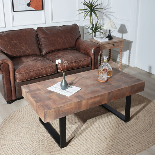 Edison Rustic Table – 47.2" Industrial Wood Coffee Table with Handcrafted Finish