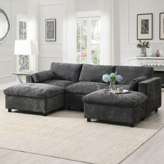 CloudFrame™ 5-Seat Plush Lounge – Freeform Sofa Set with Storage & Dual Ottomans
