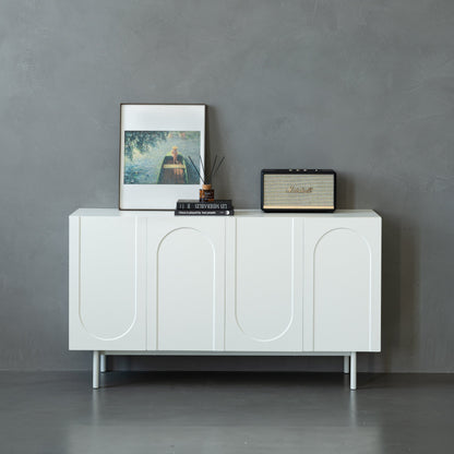 Créma Sideboard – Cream White 4-Door Storage Cabinet for Entryway or Dining Room