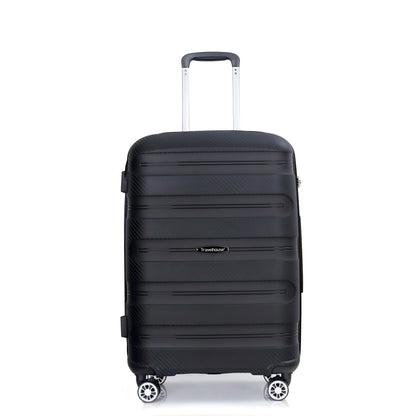 Jetera 3 - Piece PP Luggage Set – Black Hardshell Suitcases with Double Spinner Wheels & TSA Lock (20/24/28") - JUSTLIVE NESTJUSTLIVE NEST