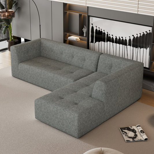 112' Modular Living Lounge – L-Shape Convertible Sofa with Free-Form Pairing (Light Gray)