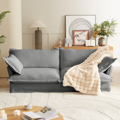 JUSTLIVE ‘Comfina Luxe” Sofa – Grey | 87” Cloud Couch + Deep Cushion + Big Cozy Pillows