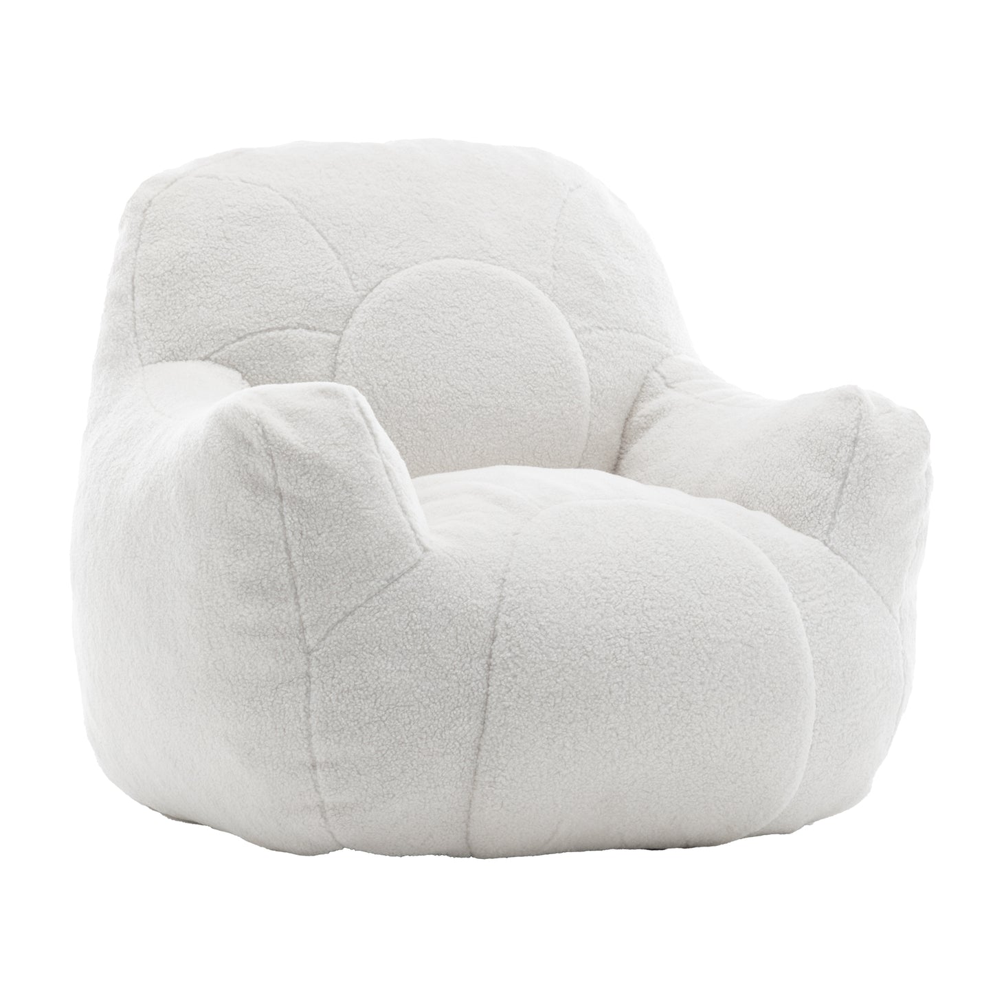 Vesta Tuft Chair – White Teddy Memory Foam Bean Chair for Fluffy Lounge Comfort