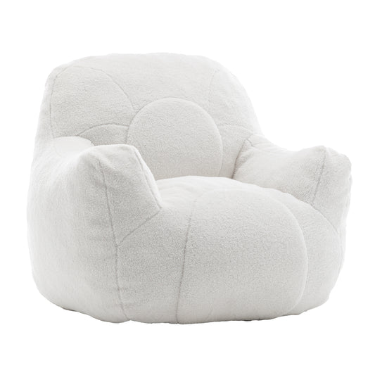 Vesta Tuft Chair – White Teddy Memory Foam Bean Chair for Fluffy Lounge Comfort