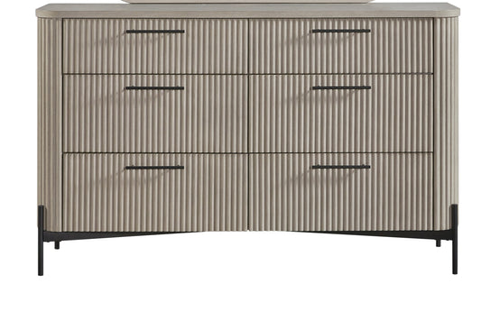 Tama Taupe Chest – 6 Drawer Wooden Dresser with Smooth Neutral Finish