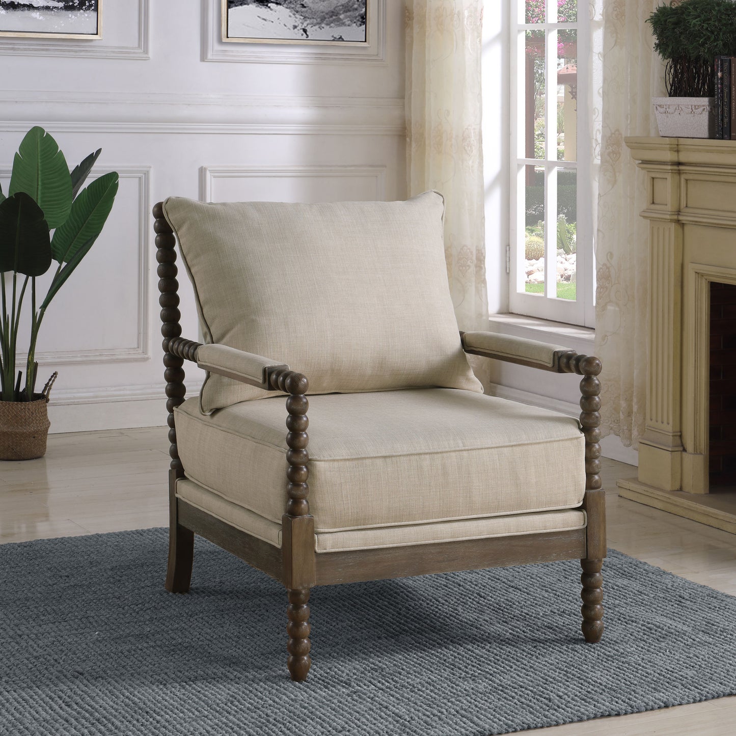 Tobelle Chair – Lincrest Fabric, Turnwood Frame, Padded RestArms