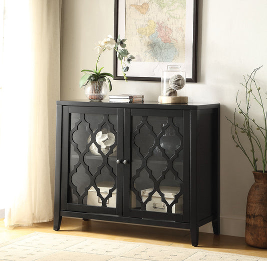 Cearra Noir Console – Matte Black Accent Cabinet with Minimalist Frame