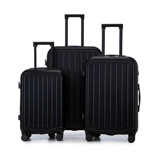Jetera 3 - Piece ABS Travel Set – Black Spinner Suitcases with USB Port & Cup Holder (20/24/28") - JUSTLIVE NESTJUSTLIVE NEST