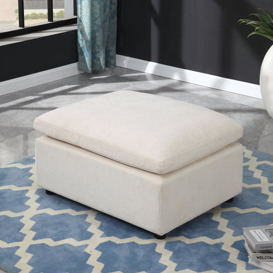 Moza Cube – Chenille Beige Modular Ottoman for Sectional Sofas