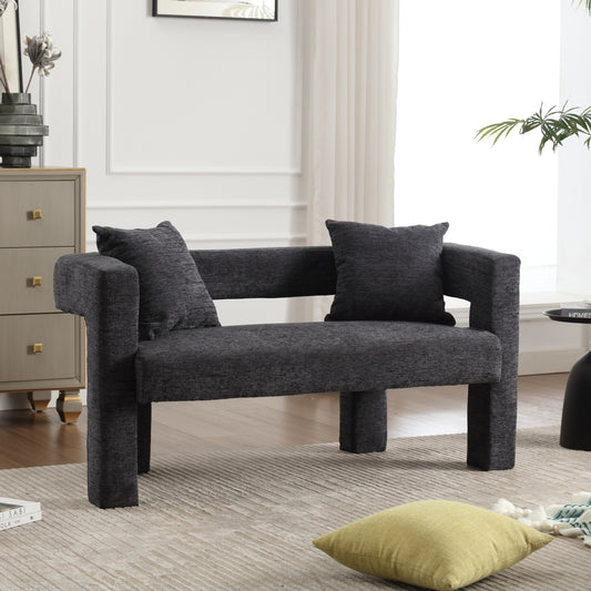 Coolmore™ Chenille Accent Loveseat – Comfy 2-Seater Upholstered Sofa for Living Spaces, Carbon Black