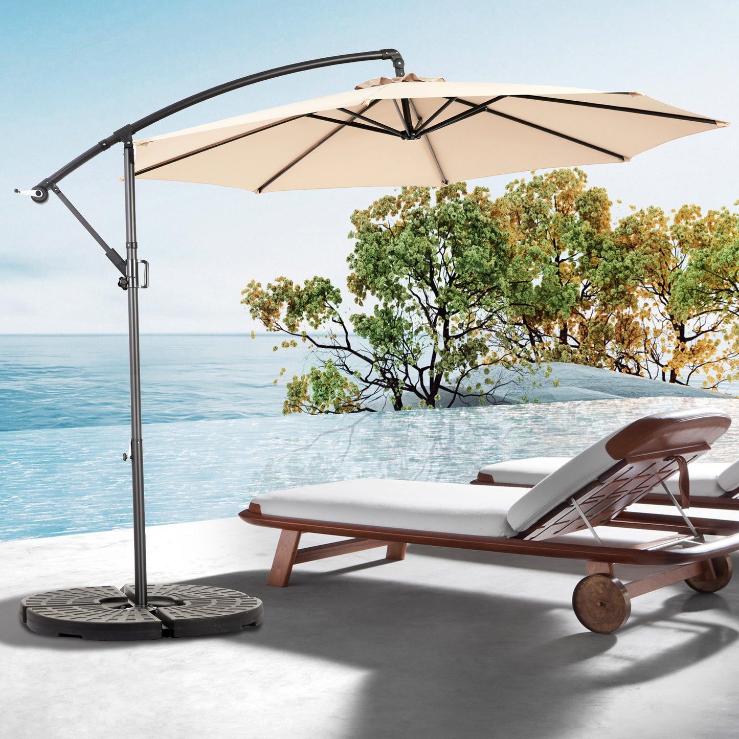 Briza Umbrella – 10ft Market Shade with Tilt and Steel Frame (Khaki)