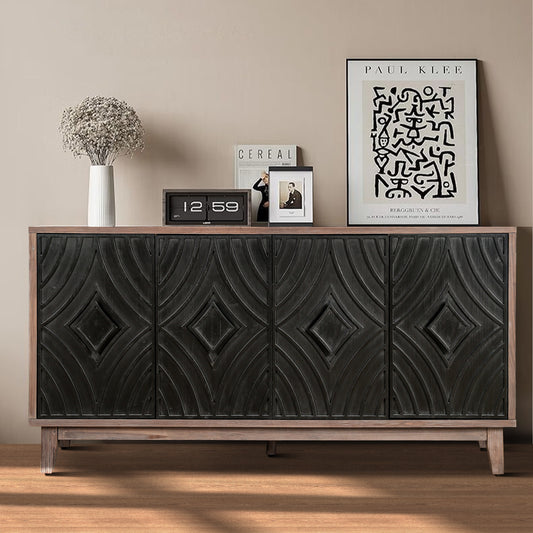 Midvyn Diamond Buffet – 60" Solid Wood Credenza with Convex Pattern Doors