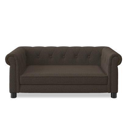 Kova Linen Pet Sofa – Dark Brown Elevated Bed for Small & Medium Dogs with Modern Frame - JUSTLIVE NESTJUSTLIVE NEST