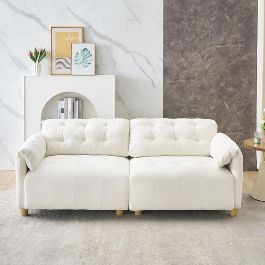 Louvre Luxe Sofa – Elegant Retro Cloud Fabric with Straight-Line Design