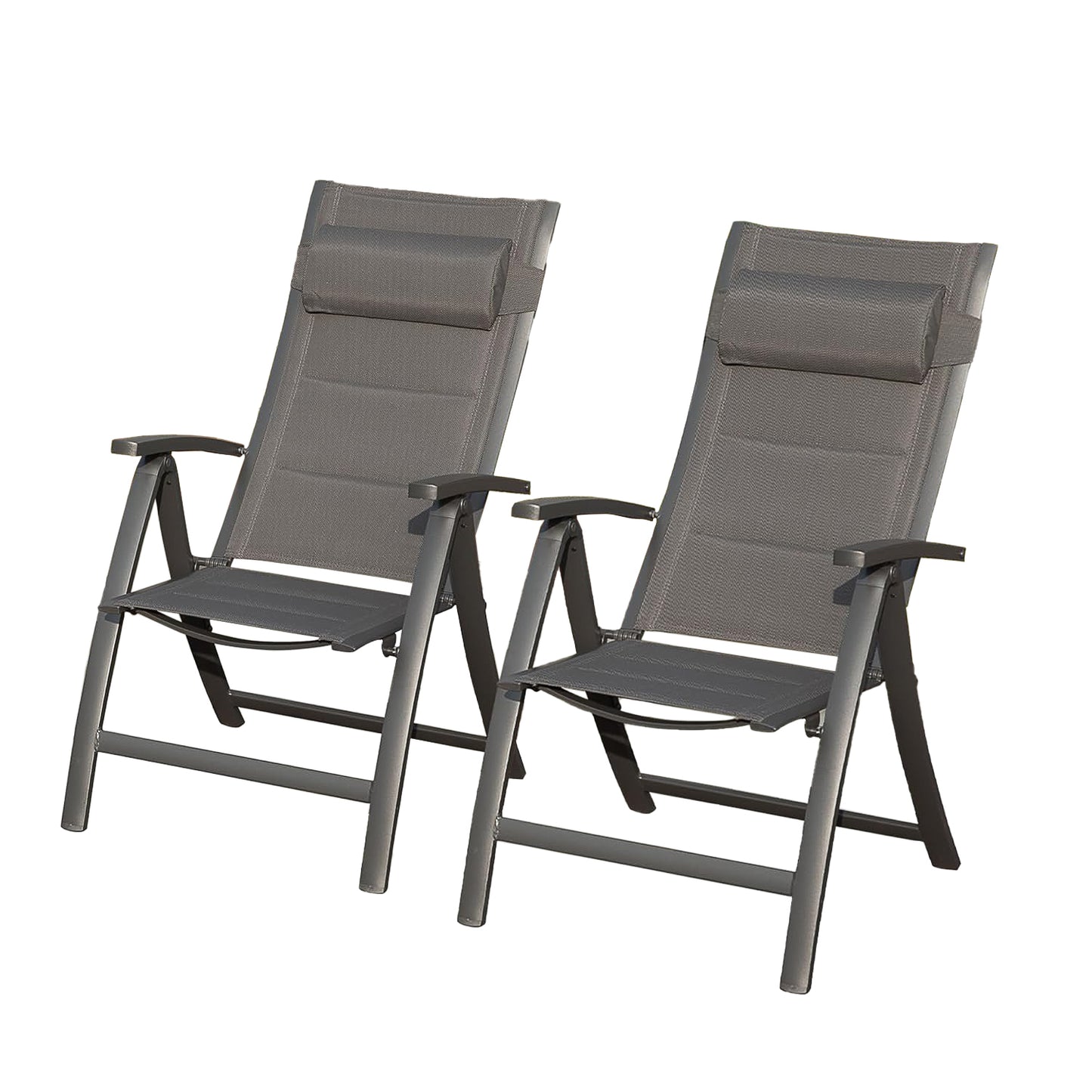 Verdo Folding Patio Chairs – Set of 2 Padded Outdoor Seats with Breathable Textilene Fabric