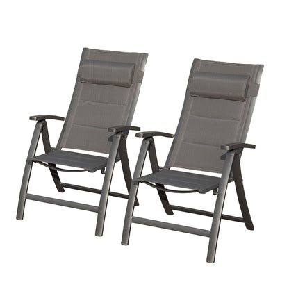 Verdo Folding Patio Chairs – Set of 2 Padded Outdoor Seats with Breathable Textilene Fabric