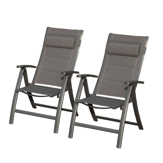 Verdo Folding Patio Chairs – Set of 2 Padded Outdoor Seats with Breathable Textilene Fabric