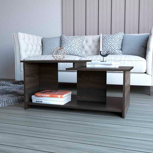 Waycross DoubleTop Coffee Table – Split Surface with OpenView Shelf