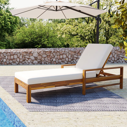 U_Style Acacia Reclining Lounge Chair – Adjustable Outdoor Wood Chaise for Terrace, Patio, or Poolside