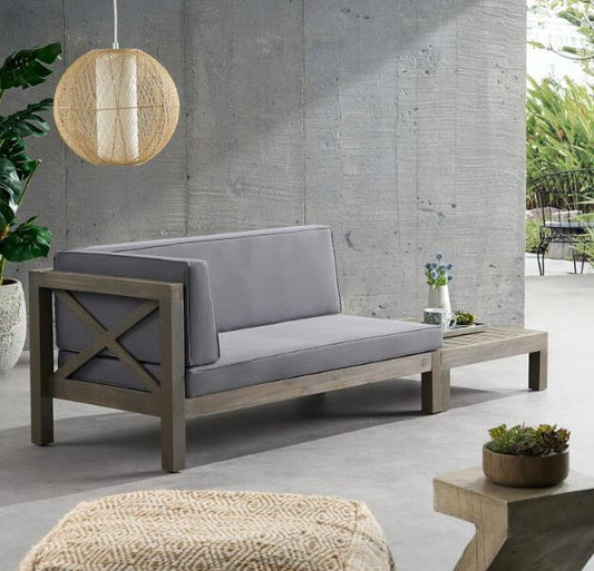 Brava Set – L-Shape Corner Bench with Coffee Table, X-Back Design