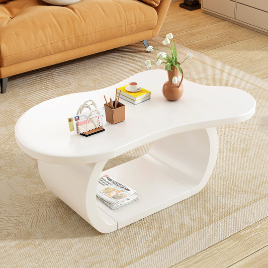 Cloudelle Coffee Table – CreamContour Irregular Top with CurvedEdge Legs